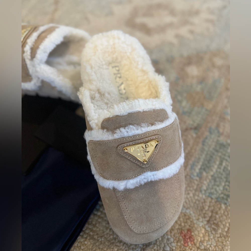 Prada suede and shearling mule